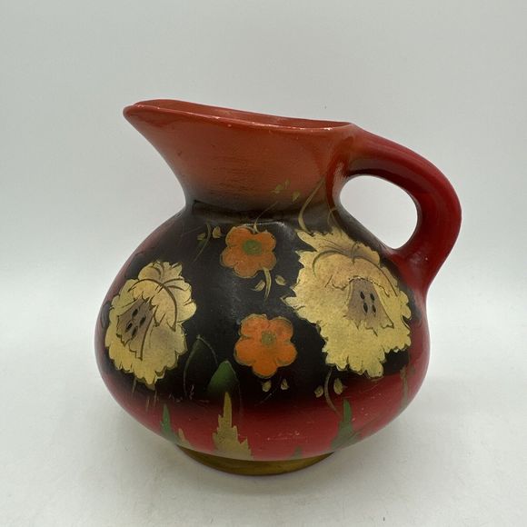 Vintage Pottery Clay Pitcher England 18D Signed Red 6.25” Handmade - Picture 1 of 16